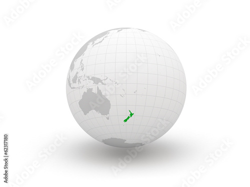 Globe. 3d. New Zealand.