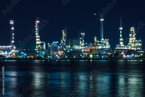 Oil refinery at twilight Bangkok Thailand