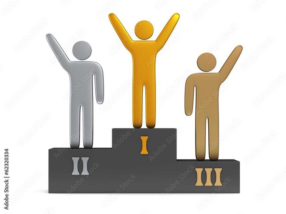 Winners on sports podium isolated on white Winners on sports podium isolated on white