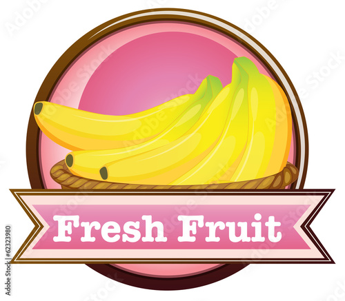 A fresh fruit label with ripe bananas