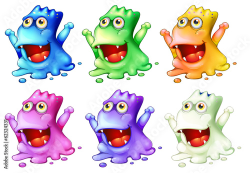 Six colorful monsters