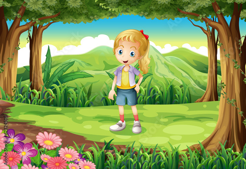 A forest with a teenager