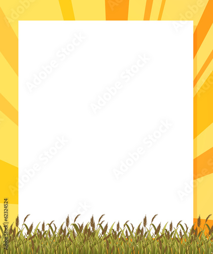 An empty paper template with plants at the bottom