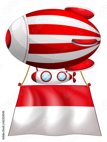 The flag of Monaco attached to a floating balloon