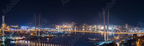 High resolution image of Zolotoy Bridge in Vladivostok  night.
