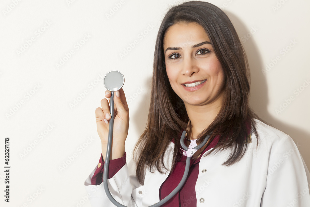 Portrait of beautiful doctor with a stethoscope Portrait of beautiful doctor with a stethoscope