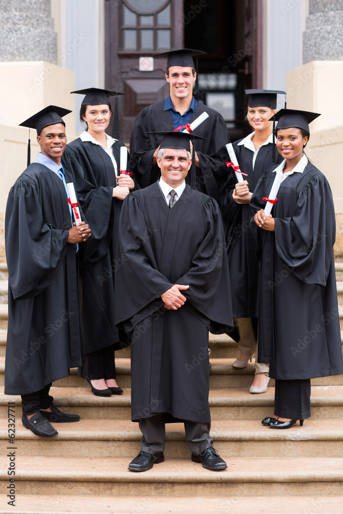 university professor and graduates at graduation