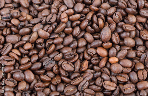 Agriculture, closeup of roasted coffee beans background