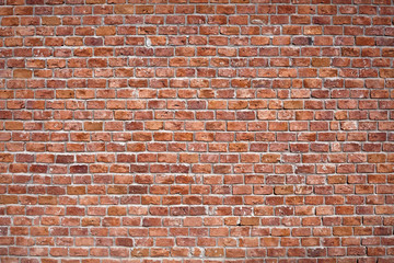 Poster Bakstenen muur Roodbruine baksteen muur achtergrond  © ellisia