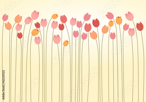 Fototapeta Naklejka Na Ścianę i Meble -  Horizontal Layer of Tulips