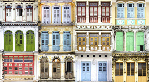 Collage of the unique windows. Georgetown, Malaysia