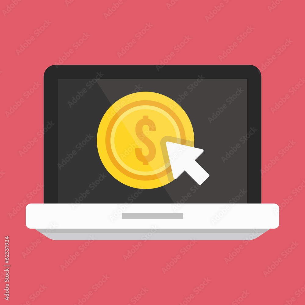 Vector Laptop Pay per Click Icon
