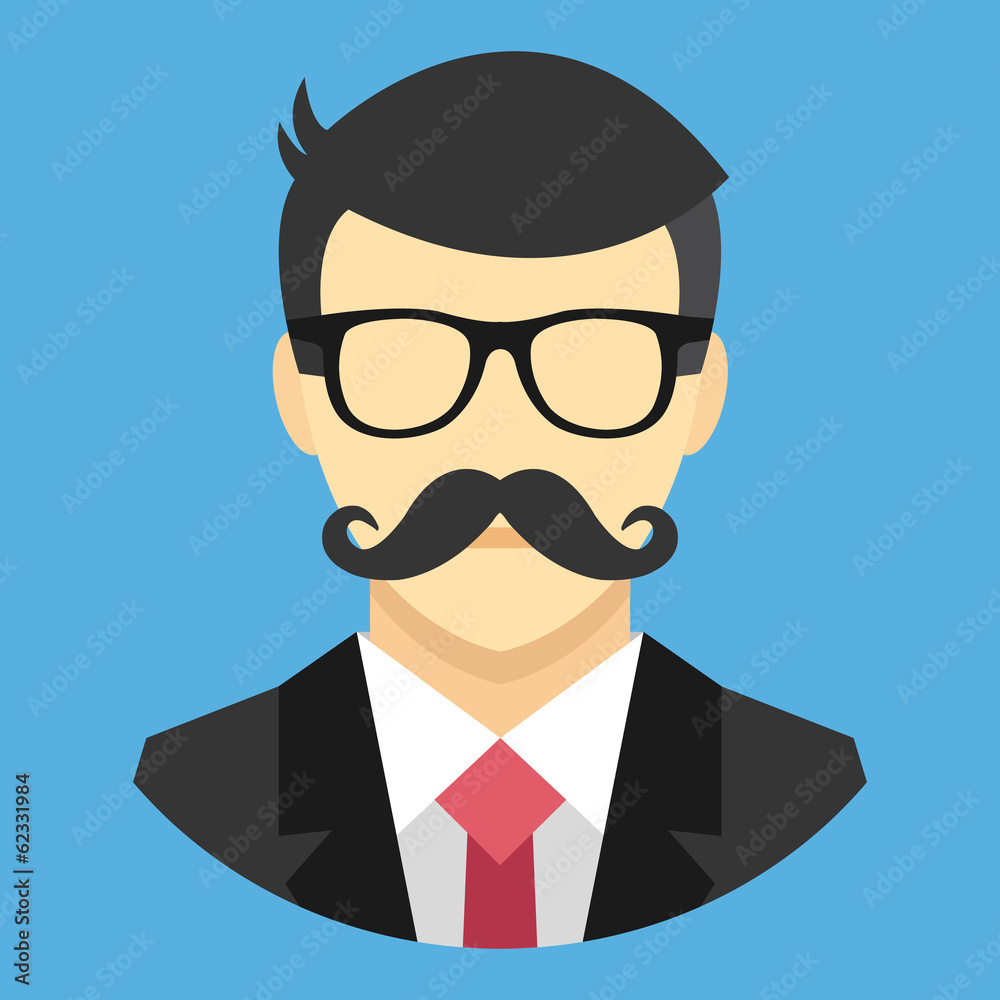 Vector Man with Mustache in Business Suit Icon