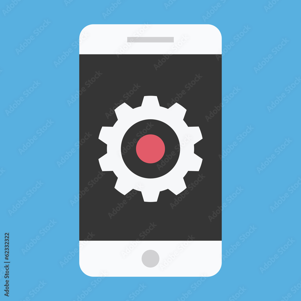 Vector Smartphone and Gear Icon Vector Smartphone and Gear Icon