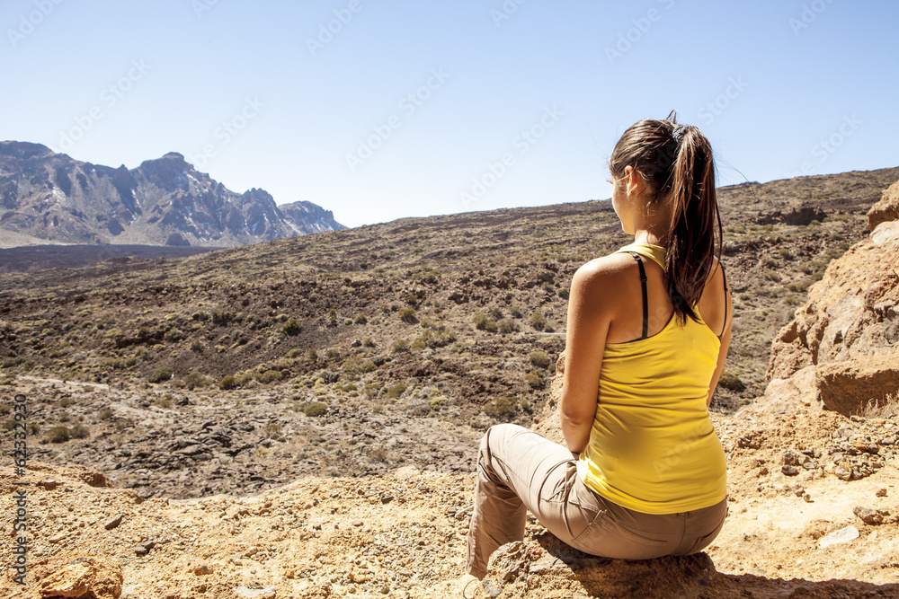 young woman enjoyng a beautiful desert scenic view young woman enjoyng a beautiful desert scenic view