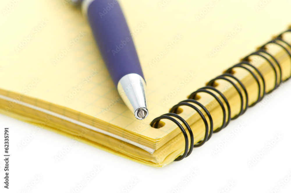 notepad and pen isolated on white background notepad and pen isolated on white background