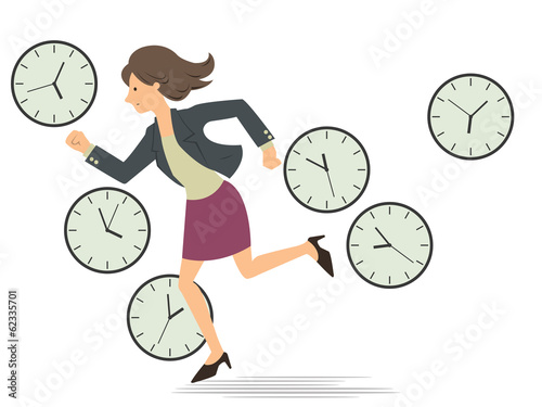 Woman running with time