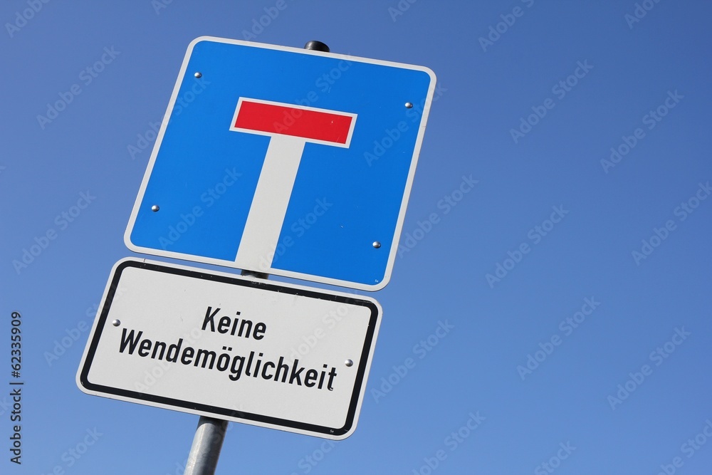 Deutsches Verkehrszeichen: Sackgasse ohne Wendemöglichkeit Stock Photo ...