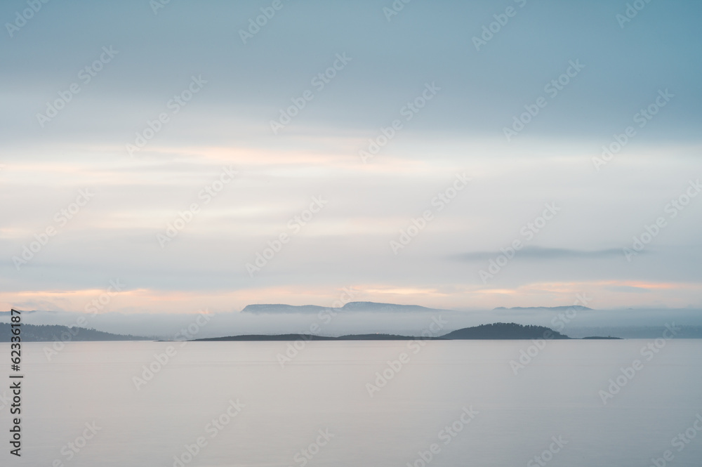 Fornebu in mist and pastel