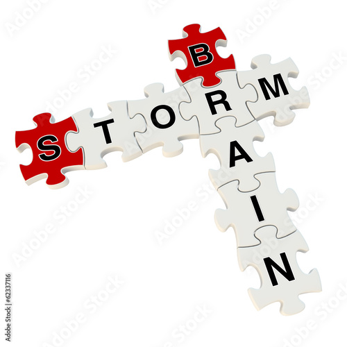 Brain storm 3d puzzle on white background