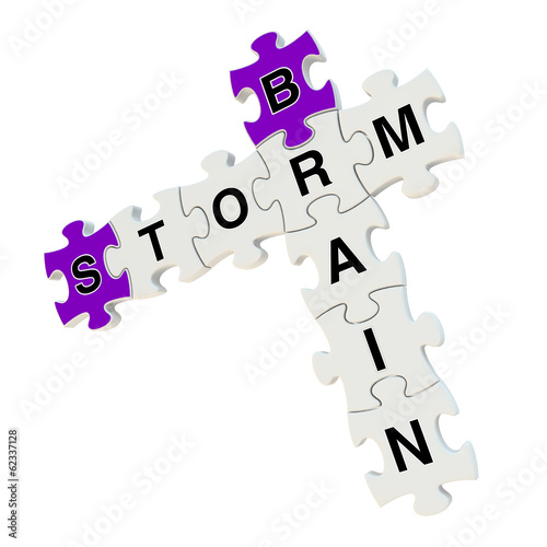 Brain storm 3d puzzle on white background