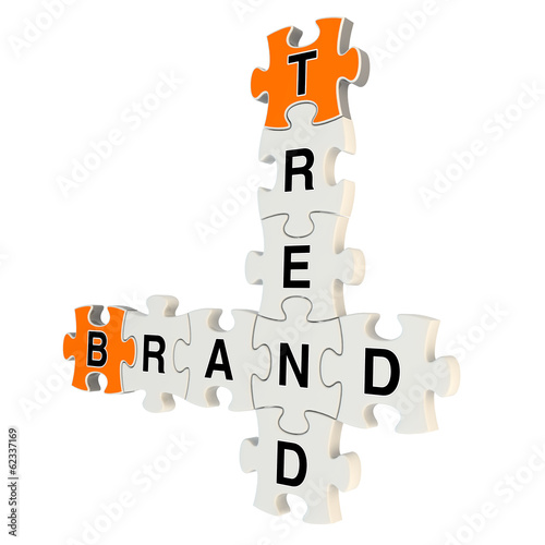 Brand trend 3d puzzle on white background