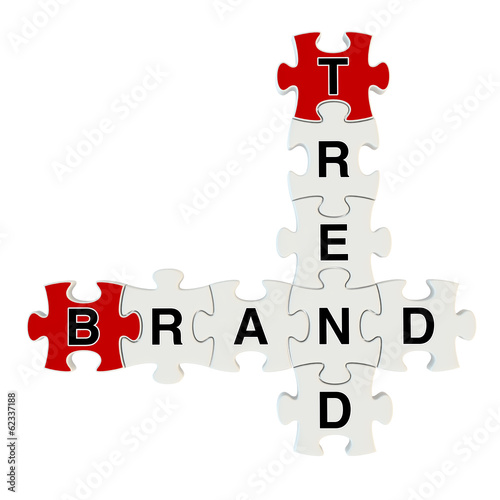 Brand trend 3d puzzle on white background