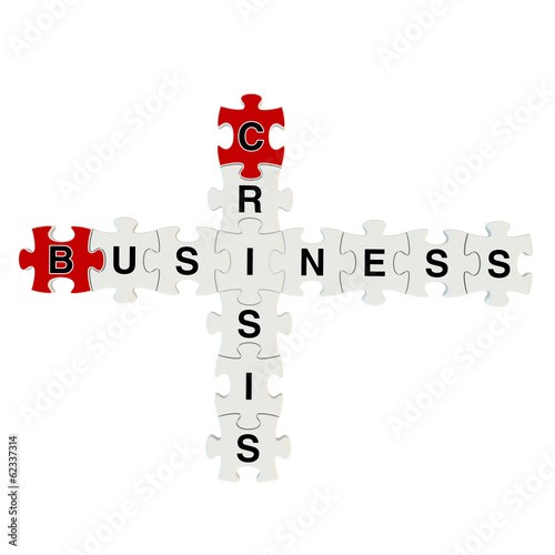 Business crisis 3d puzzle on white background