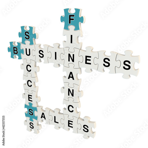 Success sales 3d puzzle on white background