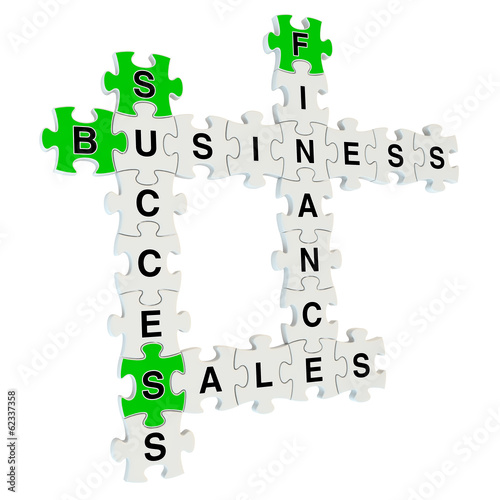 Success sales 3d puzzle on white background