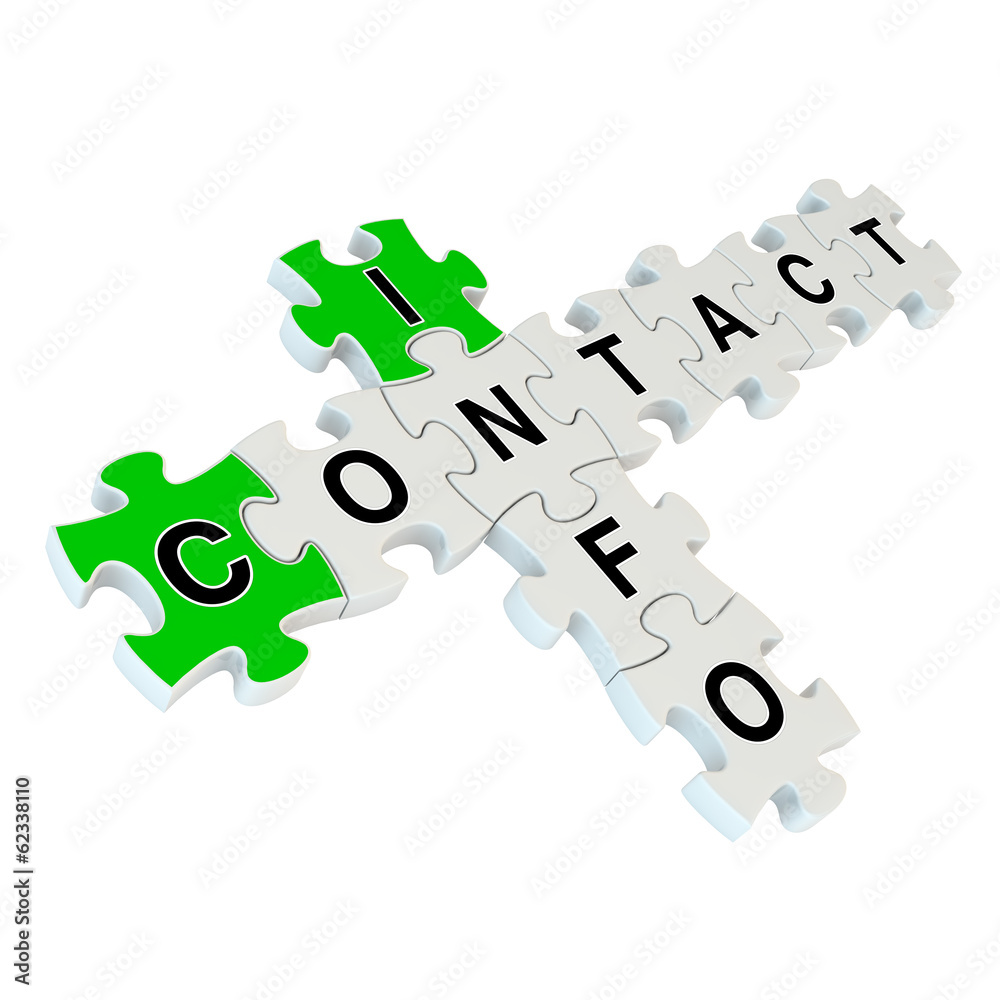 Contact info 3d puzzle on white background Contact info 3d puzzle on white background