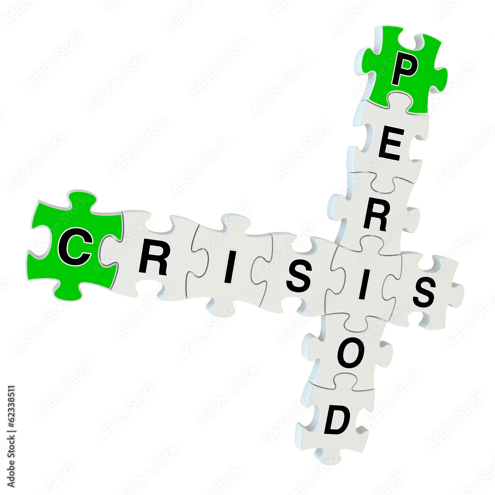 Crisis period 3d puzzle on white background Crisis period 3d puzzle on white background
