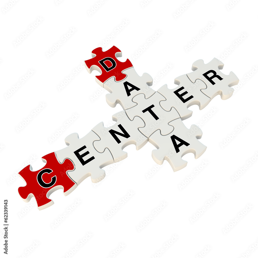 Data center 3d puzzle on white background Data center 3d puzzle on white background