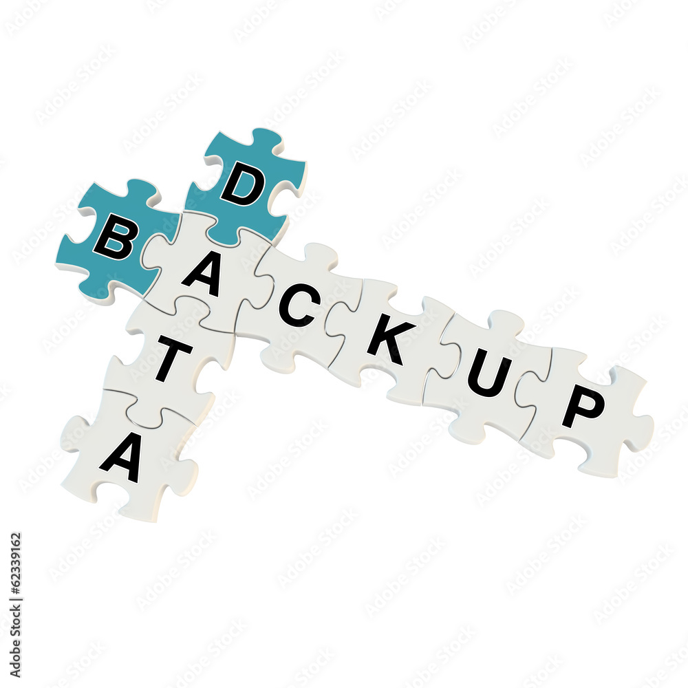 Data backup 3d puzzle on white background Data backup 3d puzzle on white background