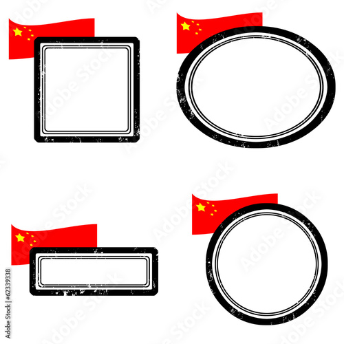 Set of grunge rubber stamps with the flag of China
