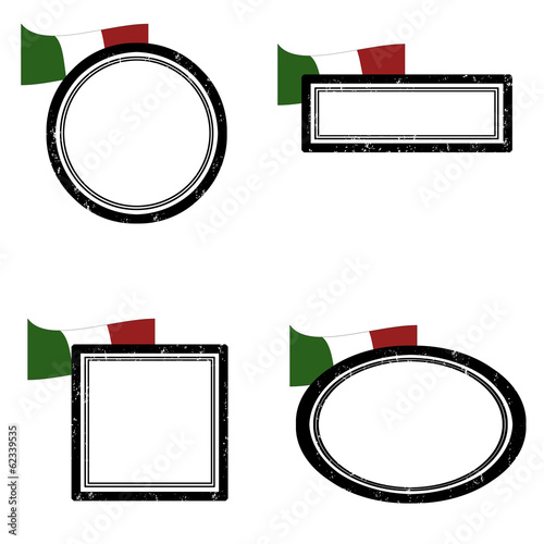 Set of grunge rubber stamps with the flag of Italy