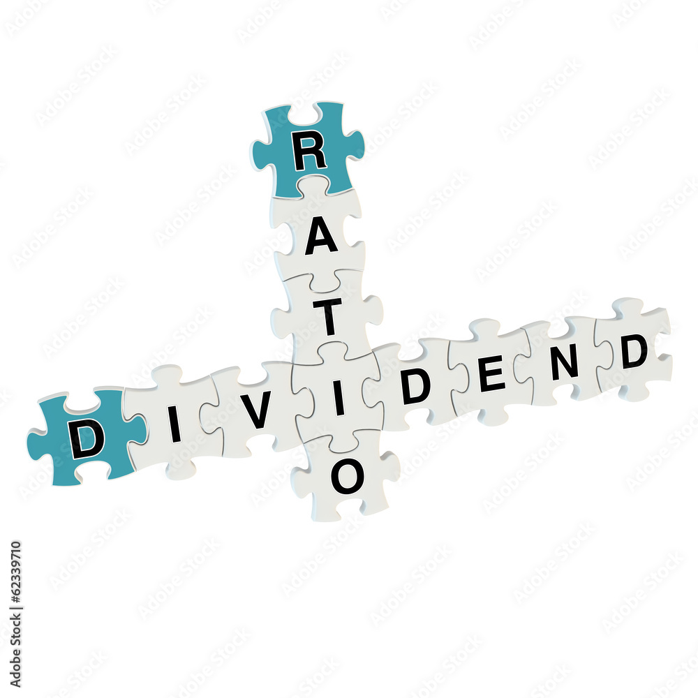 Dividend ratio 3d puzzle on white background Dividend ratio 3d puzzle on white background