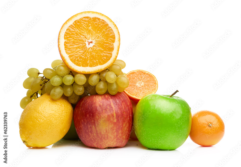 Composition with fruits isolated on a white Composition with fruits isolated on a white