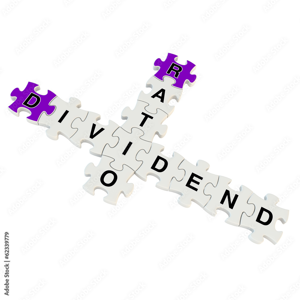 Dividend ratio 3d puzzle on white background Dividend ratio 3d puzzle on white background