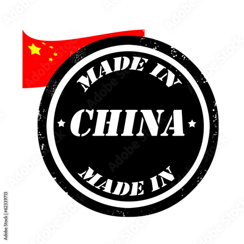 grunge made in rubber stamp with the flag of China