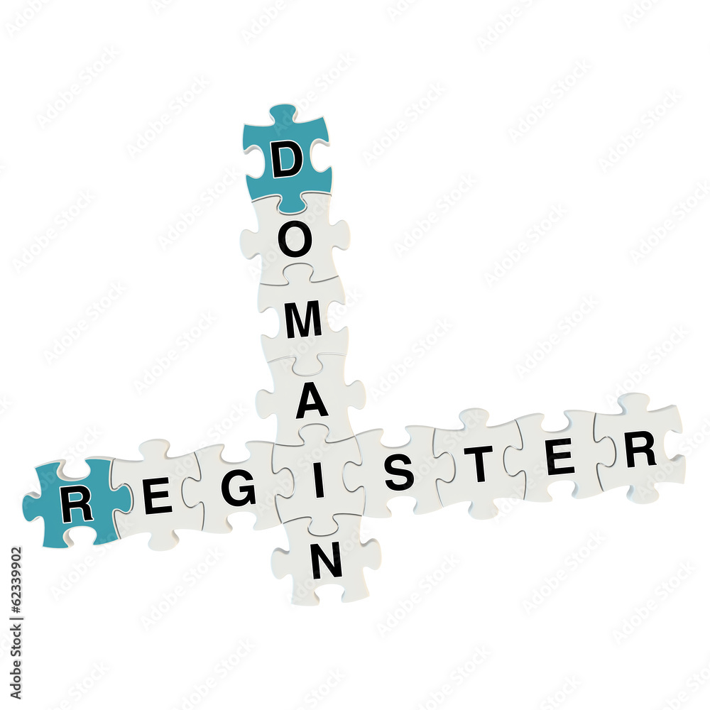 Domain register 3d puzzle on white background Domain register 3d puzzle on white background