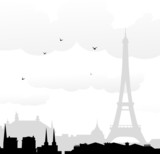 Eiffel tower & Paris at Morning-Vector