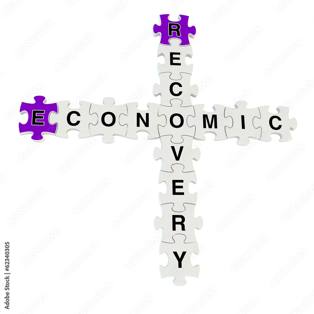 Economic recovery 3d puzzle on white background Economic recovery 3d puzzle on white background
