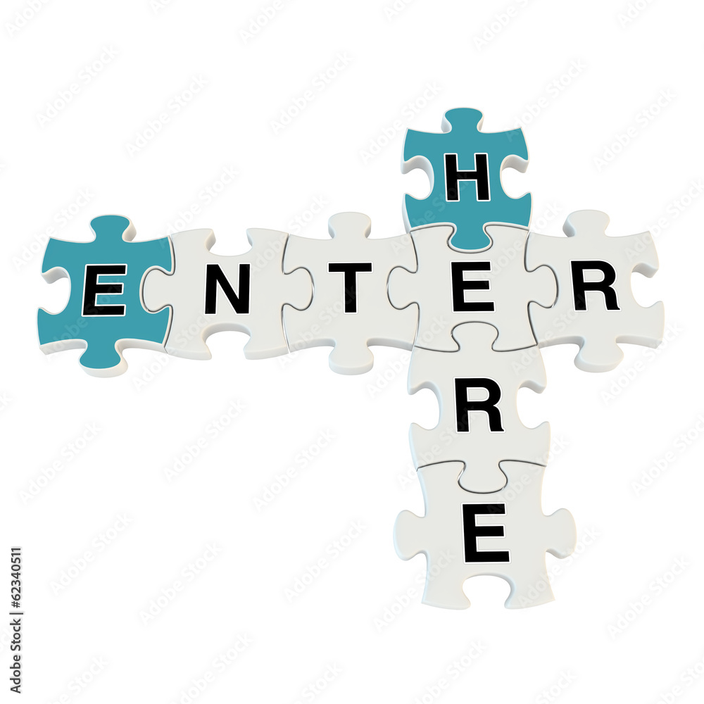 Enter here 3d puzzle on white background Enter here 3d puzzle on white background