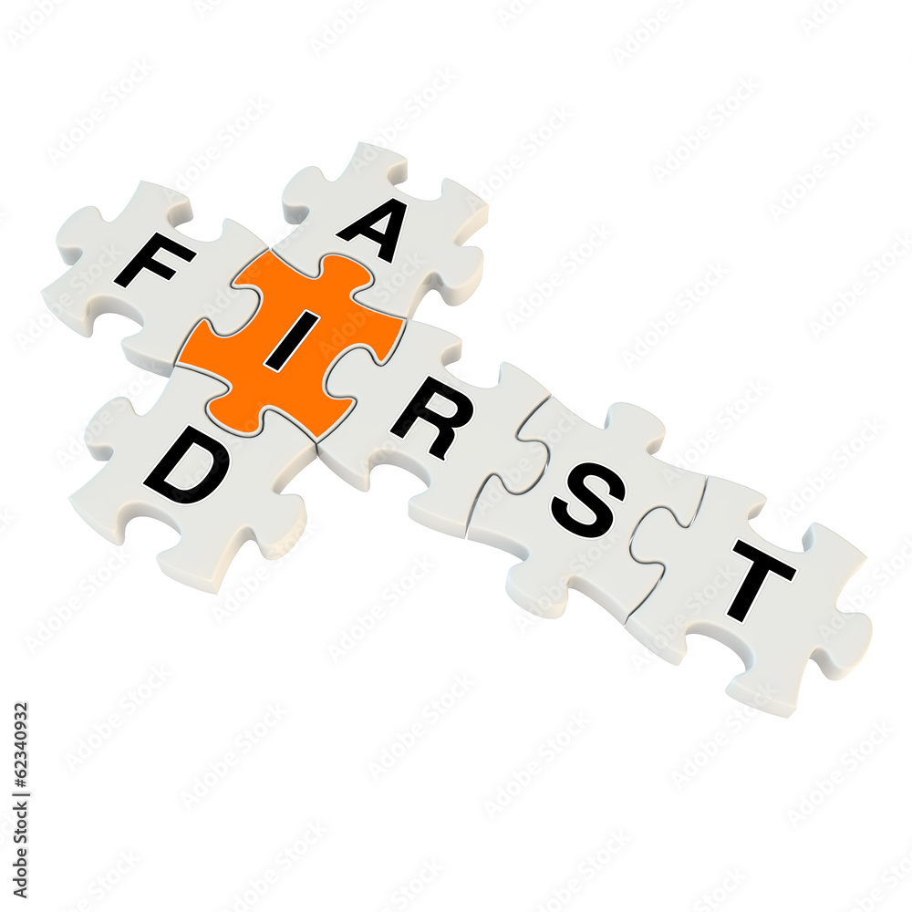 First aid 3d puzzle on white background First aid 3d puzzle on white background