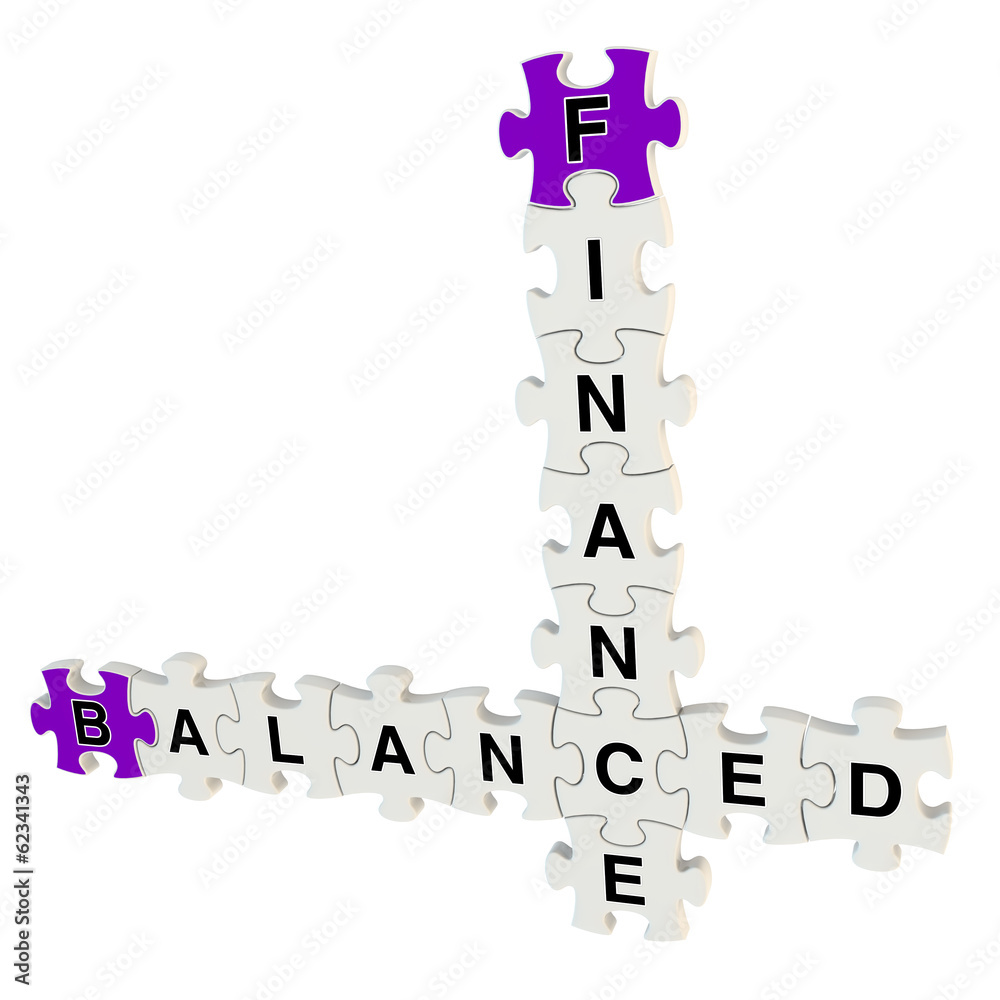 Finance balanced 3d puzzle on white background Finance balanced 3d puzzle on white background
