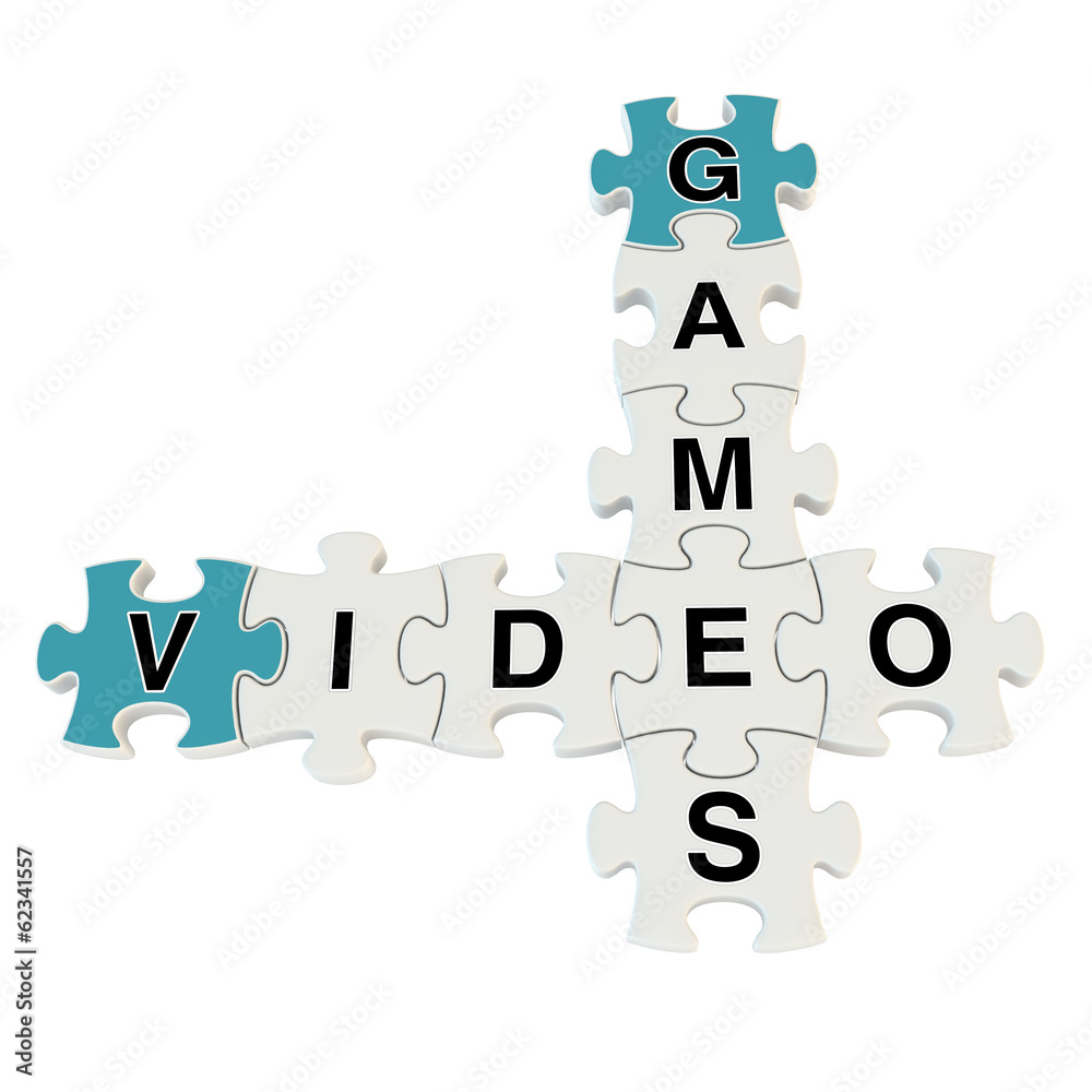 Video games 3d puzzle on white background
