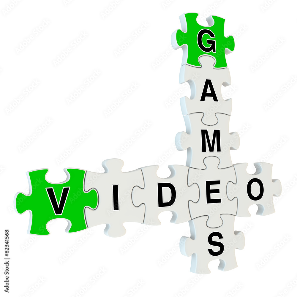 Video games 3d puzzle on white background Video games 3d puzzle on white background