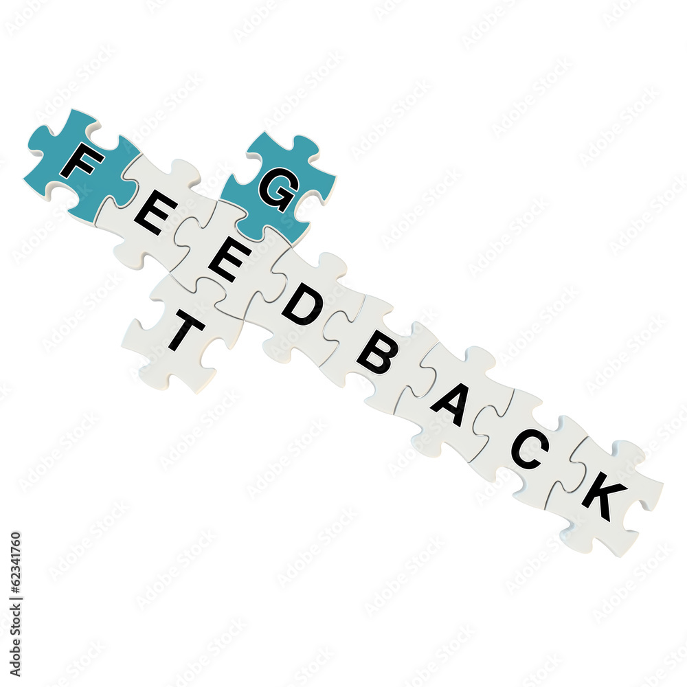 Get feedback 3d puzzle on white background Get feedback 3d puzzle on white background