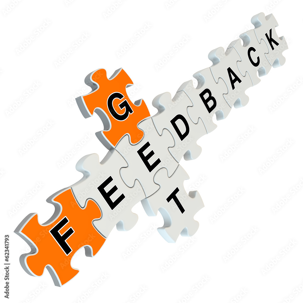 Get feedback 3d puzzle on white background Get feedback 3d puzzle on white background